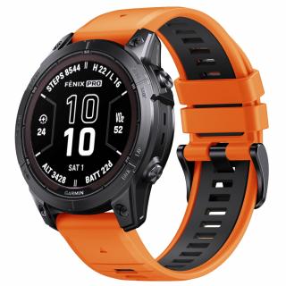 CENTRE 26mm oranžový černý silikonový gumový řemínek pro Garmin Fenix Tactix QuickFit