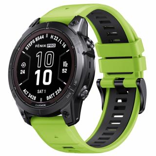 CENTRE 26mm zelený černý silikonový gumový řemínek pro Garmin Fenix Tactix QuickFit