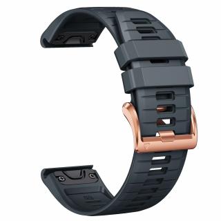 CENTRE ROSE 20mm silikonový řemínek pro Garmin Fenix 5s/6s/7s růžový QuickFit rose gold růžová přezka Šedá tmavá