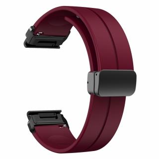 CLICK 26mm silikonový s magnetem magnetický řemínek pro Garmin Fenix Epix PRO Červená vínová