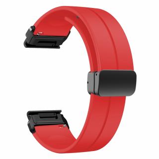CLICK 26mm silikonový s magnetem magnetický řemínek pro Garmin Fenix Epix PRO Červená