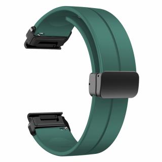 CLICK 26mm silikonový s magnetem magnetický řemínek pro Garmin Fenix Epix PRO Zelená