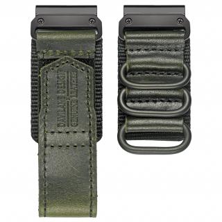 DAVILANE 26mm prošívaný černý hnědý kožený nylonový řemínek Garmin Fenix Tactix QuickFit Zelená