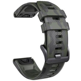 DENT CAMO 22mm silikonový gumový řemínek pro Garmin Fenix Epix 2 maskáčový army green černý QuickFit