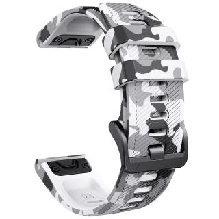 DENT CAMO 22mm silikonový gumový řemínek pro Garmin Fenix Epix 2 maskáčový bílý černý QuickFit