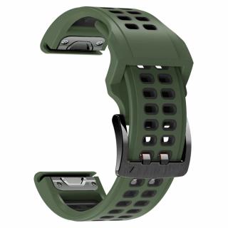 DOUBLE 26mm silikonový gumový řemínek pro Garmin Fenix army green QuickFit