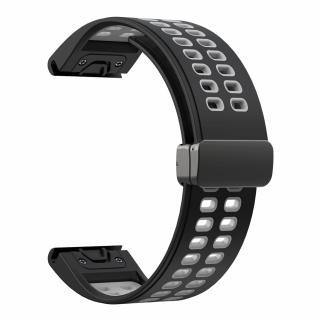 DOUBLE MAGNET 22mm upínání na magnet silikonový řemínek pro Garmin Fenix QuickFit Černá/Šedá