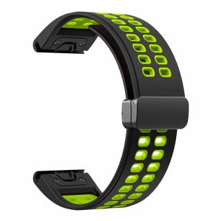 DOUBLE MAGNET 22mm upínání na magnet silikonový řemínek pro Garmin Fenix QuickFit Černá/Zelená