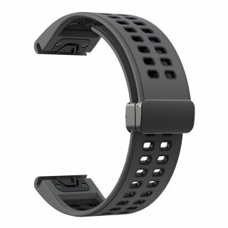 DOUBLE MAGNET 22mm upínání na magnet silikonový řemínek pro Garmin Fenix QuickFit Šedá/Černá