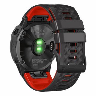 GRID 22mm silikonový gumový řemínek pro Garmin Fenix Epix 2 černý červený QuickFit