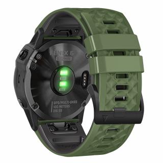 GRID 26mm silikonový gumový řemínek pro Garmin Fenix army green černý QuickFit