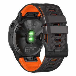 GRID 26mm silikonový gumový řemínek pro Garmin Fenix černý oranžový QuickFit