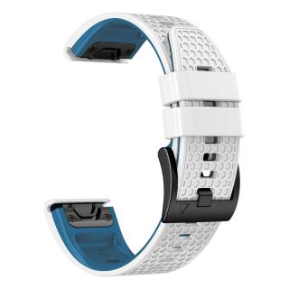 HEXAGON 22mm silikonový gumový řemínek pro Garmin Fenix Epix 2 bílý modrý EASYFIT/QUICKFIT