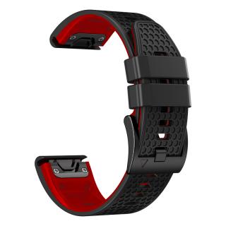 HEXAGON 22mm silikonový gumový řemínek pro Garmin Fenix Epix 2 červený černý EASYFIT/QUICKFIT