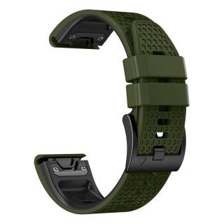 HEXAGON 26mm silikonový gumový řemínek pro Garmin Fenix army green zelený  QuickFit
