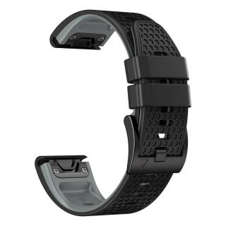 HEXAGON 26mm silikonový gumový řemínek pro Garmin Fenix černý šedý QuickFit