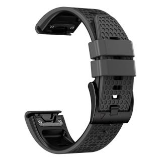 HEXAGON 26mm silikonový gumový řemínek pro Garmin Fenix šedý černý QuickFit