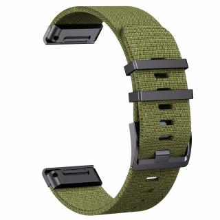 JACQUARD 26mm minimalistický hladký nylonový řemínek pro Garmin Fenix Epix PRO QuickFit Army Green kovové poutko