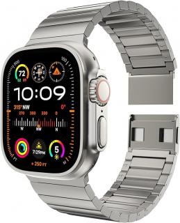 LULULOOK 2024 Titanový řemínek s DLC ochranou vrstvou pro Apple Watch Ultra 2 49mm titanová barva z pravého titanu Magnetické upínání