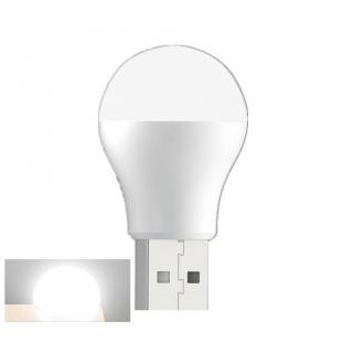 Mini LED žárovka noční lampička světlo do USB 1 W bílá teplá studená 5V 1A 6500K 3000K Bílá kulatá (studená)