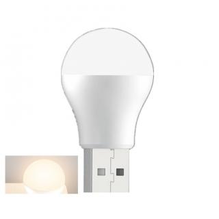 Mini LED žárovka noční lampička světlo do USB 1 W bílá teplá studená 5V 1A 6500K 3000K Bílá kulatá (teplá)
