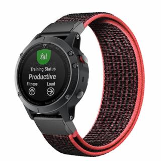 Nylonový řemínek pro Garmin Fenix 22 mm SPORT červený EASYFIT/QUICKFIT