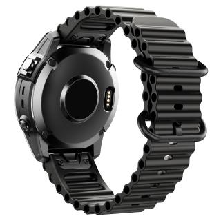 OCEAN 22mm silikonový gumový řemínek pro Garmin Fenix QuickFit Černá