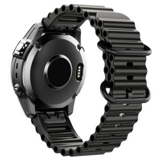OCEAN 26mm silikonový maskáčový gumový řemínek pro Garmin Fenix QuickFit Černá