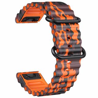 OCEAN 26mm silikonový maskáčový gumový řemínek pro Garmin Fenix QuickFit Oranžová CAMO