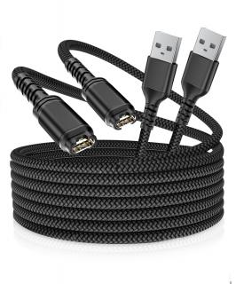 PRO Nylonový 1,2m 1,8m 4PIN -> USB nabíječka dlouhý nabíjecí USB kabel  pro pc notebook cestovní pro Garmin Fenix Epix 2 PRO Černý délka  1,2m