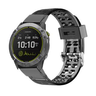 Průhledný silikonový gumový řemínek TRANSPARENT pro Garmin Fenix 22mm černý QuickFit