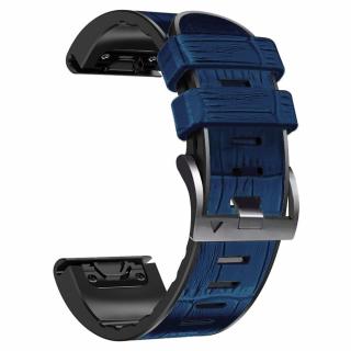 REGULAR 22mm modrý kožený silikonový řemínek Garmin Fenix QuickFit