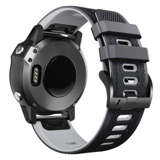 Silikonový gumový řemínek pro Garmin Fenix 22 mm CLASSIC PRO QuickFit černý/šedý