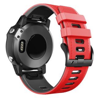 Silikonový gumový řemínek pro Garmin Fenix 22 mm CLASSIC PRO QuickFit červený/černý