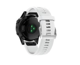 Silikonový gumový řemínek pro Garmin Fenix 22 mm CLASSIC SILVER QuickFit bílý