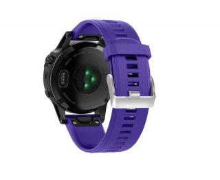 Silikonový gumový řemínek pro Garmin Fenix 22 mm CLASSIC SILVER QuickFit fialový