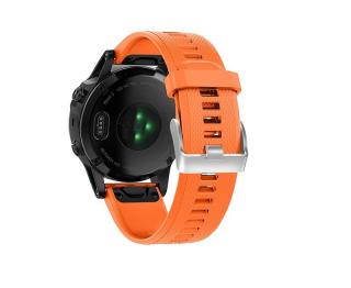 Silikonový gumový řemínek pro Garmin Fenix 22 mm CLASSIC SILVER QuickFit oranžový