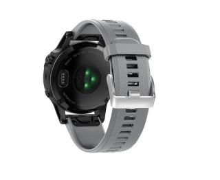 Silikonový gumový řemínek pro Garmin Fenix 22 mm CLASSIC SILVER QuickFit šedý