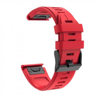 Silikonový gumový řemínek pro Garmin Fenix 22 mm LINE červený EASYFIT/QUICKFIT