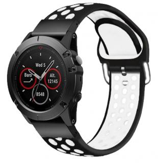 Silikonový gumový řemínek pro Garmin Fenix 22 mm SPORT V2 černý/bílý EASYFIT/QUICKFIT