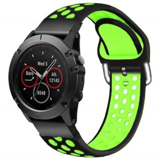 Silikonový gumový řemínek pro Garmin Fenix 22 mm SPORT V2 černý/zelený EASYFIT/QUICKFIT