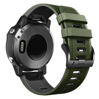 Silikonový gumový řemínek pro Garmin Fenix 26 mm CLASSIC PRO QuickFit army green/černý