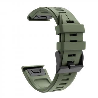 Silikonový gumový řemínek pro Garmin Fenix 26 mm LINE zelený army green EASYFIT/QUICKFIT