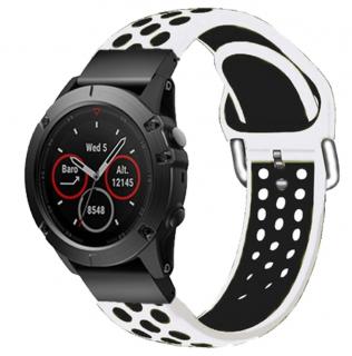 Silikonový gumový řemínek pro Garmin Fenix 26 mm SPORT V2 bílý/černý EASYFIT/QUICKFIT