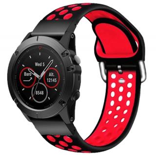 Silikonový gumový řemínek pro Garmin Fenix 26 mm SPORT V2 černý/červený EASYFIT/QUICKFIT