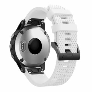 Silikonový gumový řemínek pro Garmin Fenix 5s/6s/7s 20mm DOTS bílý QuickFit černá přezka