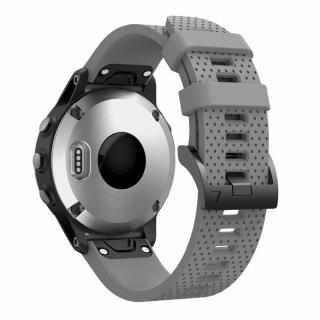 Silikonový gumový řemínek pro Garmin Fenix 5s/6s/7s 20mm DOTS šedý QuickFit černá přezka