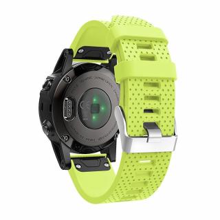 Silikonový gumový řemínek pro Garmin Fenix 5s/6s/7s 20mm DOTS zelený QuickFit stříbrná přezka