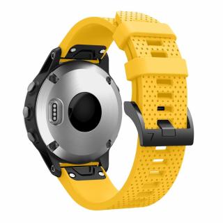 Silikonový gumový řemínek pro Garmin Fenix 5s/6s/7s 20mm DOTS žlutý QuickFit černá přezka