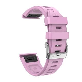 Silikonový gumový řemínek pro Garmin Fenix 5s/6s/7s 20mm LINE růžový QuickFit stříbrná přezka